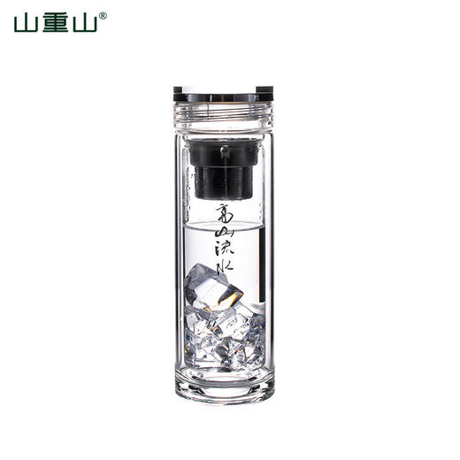 山重山水杯双层家用带盖玻璃杯大容量茶水分离杯男女水杯便携泡茶杯高档商务透明杯子 （圆通）高山流水杯320ml 商品图9