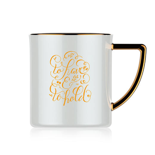 TOMIC特美刻茶杯陶瓷/马克杯 北欧风简约描金陶瓷马克杯创意情侣水杯早餐咖啡牛奶杯子 TC85001 300ml 白色 商品图1