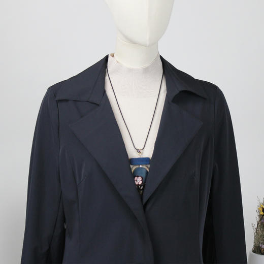 FOCALS福柯斯新款修身西服领单排扣长袖中长款外套风衣FRGAF187 商品图3