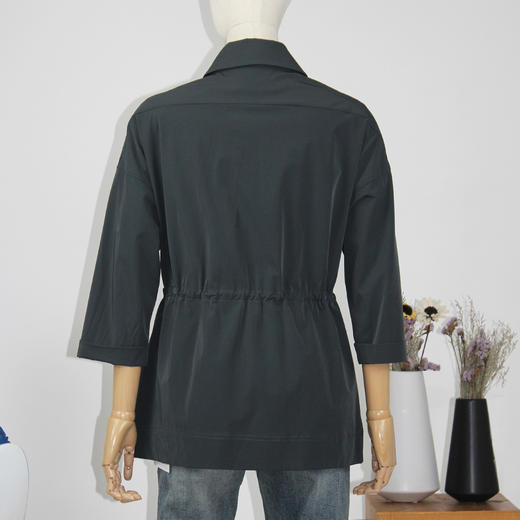 FOCALS福柯斯新款休闲收腰七分袖短款纯色外套风衣F2YAF199G7 商品图2