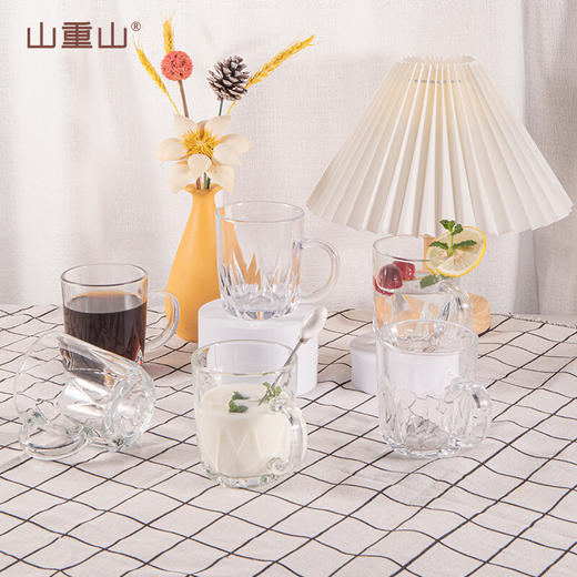 山重山（MOM）玻璃水杯家用可爱牛奶杯子果汁泡茶杯饮料杯啤酒杯6只套装 箭纹杯225ml【六只礼盒装】 商品图0