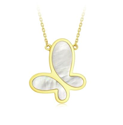 周大福无敌蝴蝶白贝母22K金项链V110844 商品图1