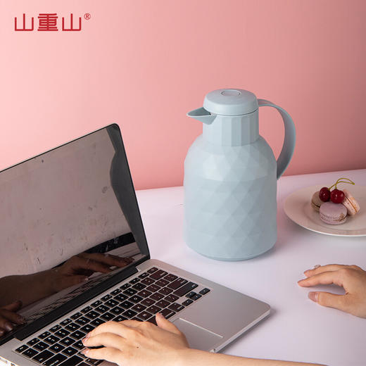 山重山保温壶家用大容量真空热水瓶暖水壶按压式玻璃内胆热水壶保温瓶9107福多多 绿1000ml 发圆通 商品图4