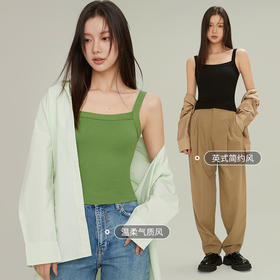 【打底+美背+内衣】夏季新款纯棉女士背心 带胸垫 美背防走光打底内搭吊带 FX