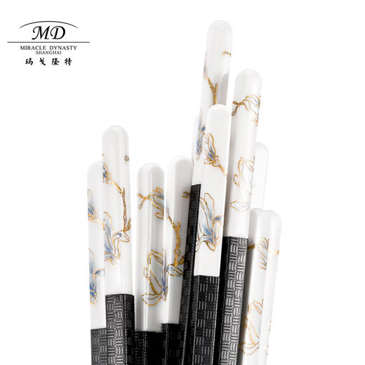 【6F】玛戈隆特 6头黄金珐琅彩骨瓷合金筷子套装6双装家用筷子礼盒装 商品图4