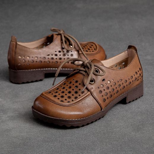 JZ  6830平底豆豆鞋镂空复古懒人鞋时尚百搭小皮鞋 商品图3