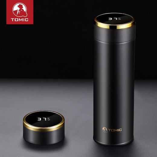 特美刻（TOMIC）保温杯智能显温316不锈钢高档真空保温水杯深水茶隔茶杯子特美赢杯TW60061 黑色460ML 商品图0