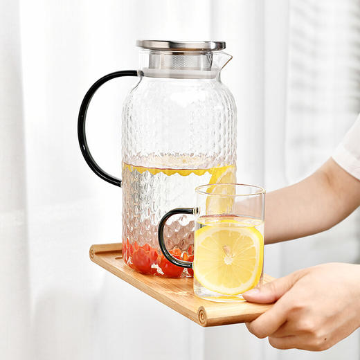 山重山玻璃杯水杯凉水壶套装家用耐高温泡茶杯高硼硅玻璃水杯带把手大容量茶壶 【顺丰】菠萝壶1800ml+4色把杯 商品图3