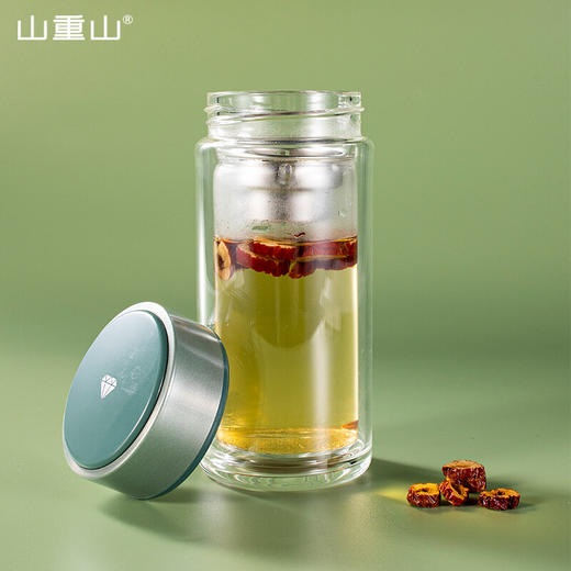 山重山水杯茶水分离泡茶杯男女迷你双层隔热玻璃杯过滤网红便携简约水杯 （圆通）星钻玻璃杯260ml 商品图6