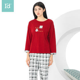 I'd爱帝女士针织纯棉休闲圆领长袖家居服