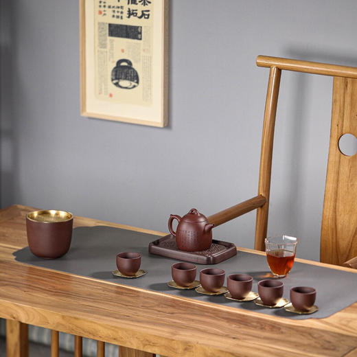 清朴堂 盈满紫砂全场景茶具 紫砂壶+紫砂杯+公道杯+渣斗 商品图1