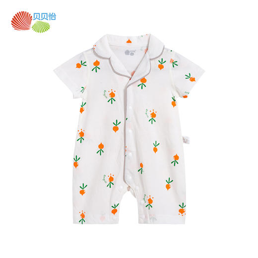 贝贝怡夏季新品女宝短袖前开扣连体衣可爱宝宝睡衣 商品图1