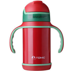 TOMIC特美刻乐茶杯保温杯 儿童吸管保温杯带手柄防漏水杯 TWL1285 260ml 亮红色