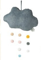 PiccaLoulou云朵带绒球灯芯绒灰色绒布玩具34cm