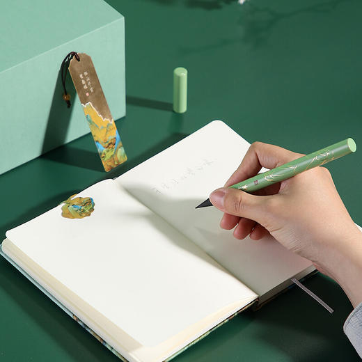 清朴堂·千里江山智能温显保温杯书写五件套 本子*1+书签*1+笔*1+书扣*1+杯子*1+ 商品图5