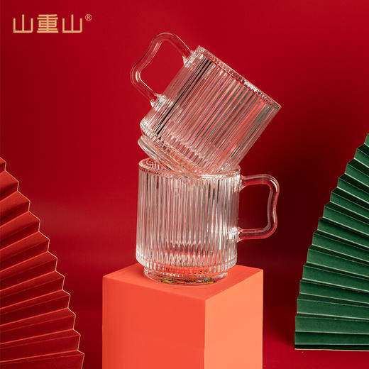 山重山玻璃水杯礼品客户小礼物办公室家用泡茶杯350ml多功能玻璃杯套装伴手礼9016财神杯礼盒装 （圆通）财神杯2件套 商品图6