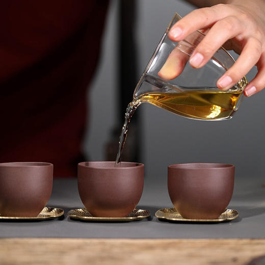 清朴堂 盈满紫砂全场景茶具 紫砂壶+紫砂杯+公道杯+渣斗 商品图6