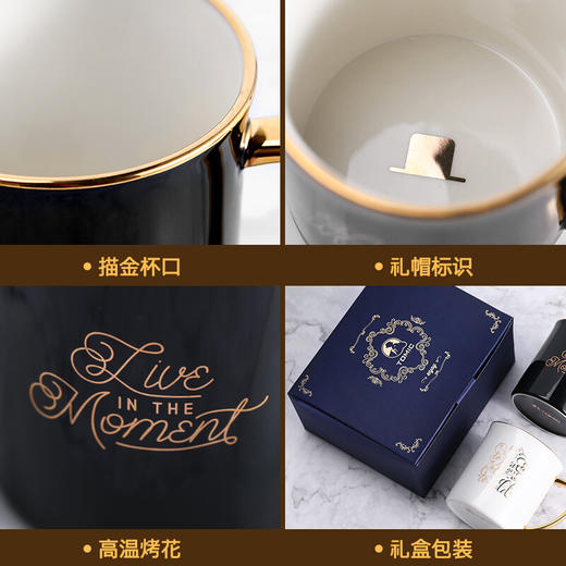 TOMIC特美刻茶杯陶瓷/马克杯 北欧风简约描金陶瓷马克杯创意情侣水杯早餐咖啡牛奶杯子 TC85001 300ml 白色 商品图4