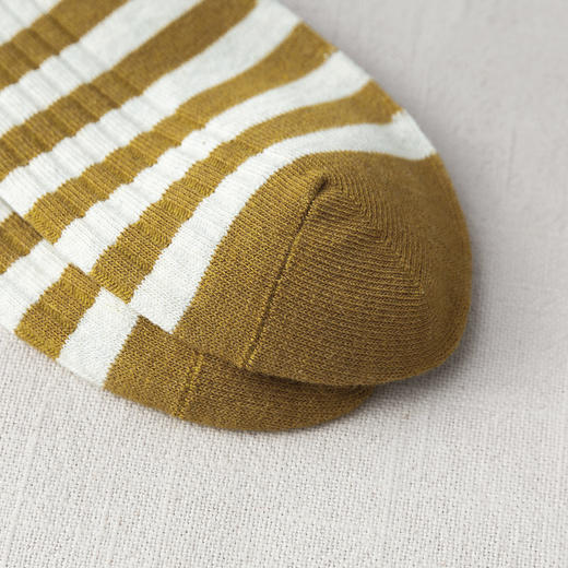 【女士粗条纹船袜】日式简约无印春夏款长绒棉双针条纹款女式高筒船袜良品休闲女袜 商品图7