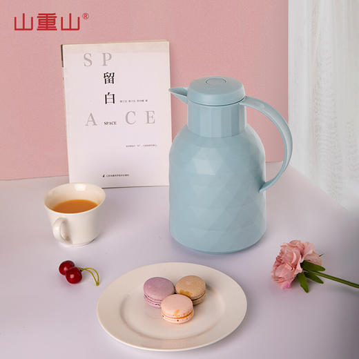 山重山保温壶家用大容量真空热水瓶暖水壶按压式玻璃内胆热水壶保温瓶9107福多多 绿1000ml 发圆通 商品图7