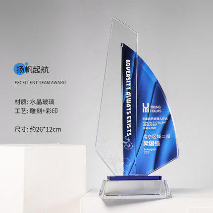 水晶奖杯定制创意高档大气新款年会优秀员工团队周年颁奖纪念品 商品图0