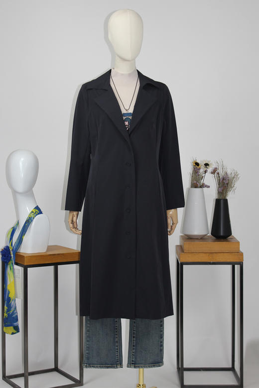 FOCALS福柯斯新款修身西服领单排扣长袖中长款外套风衣FRGAF187 商品图5