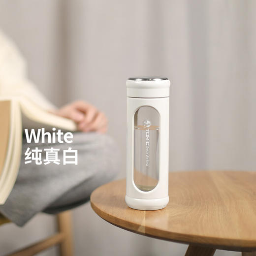 特美刻（TOMIC）玻璃杯 塑玻杯 男女士商务办公水杯便携耐摔泡茶杯子 TG82002 350ML 白色 商品图3
