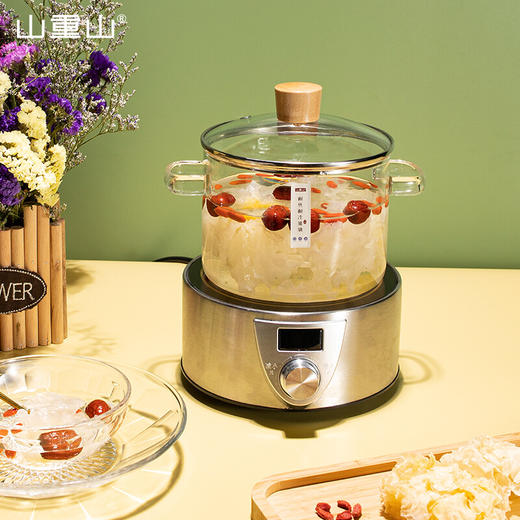 山重山家用炖锅加厚汤锅透明玻璃煲带盖碗婴儿辅食锅双耳高硼硅小奶锅泡面汤碗微波炉加热 1600ml双耳炖锅 商品图0