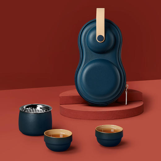 哲品 皓月系列茶具套装便携2人旅行装 陶瓷材质多色可选功夫茶具 商品图4