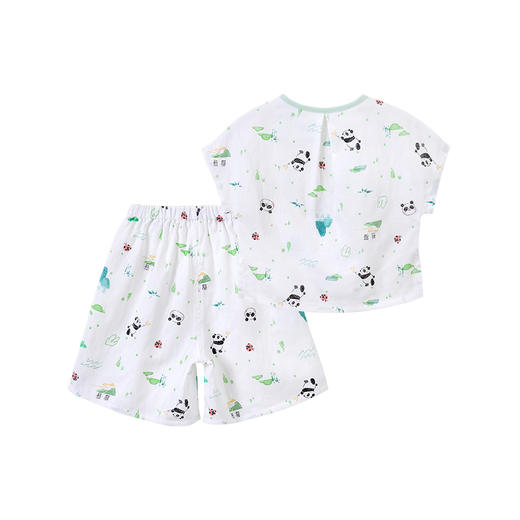 英氏-内衣类（夏）F2嬉竹满印短套装英氏白100CM 商品图1