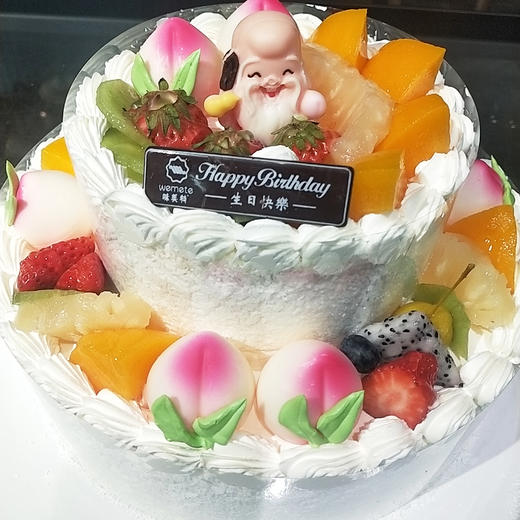 味美特“仙桃献寿”祝寿水果奶油蛋糕-寿桃是可以食用的 商品图0