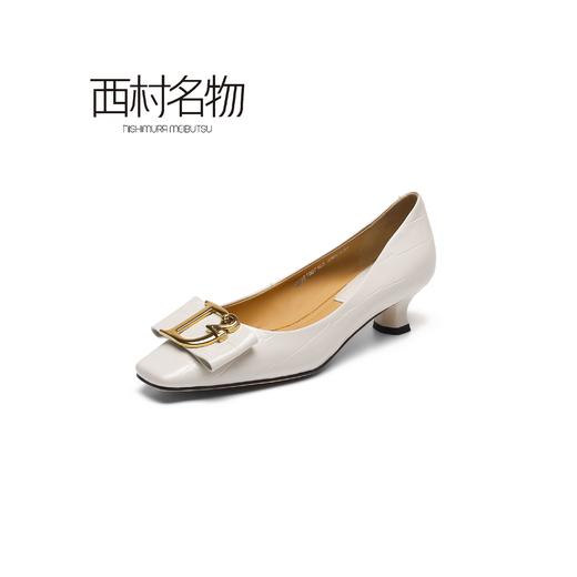 西村名物2022春季新款时尚细跟漆皮气质通勤性感中跟单鞋女X22AE19071 商品图0
