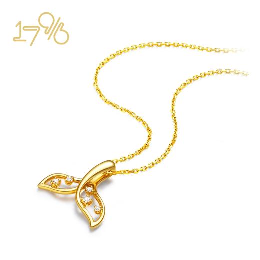 周大福17916系列如鲸向海22K金鲸鱼尾镶钻项链CE63553 商品图2