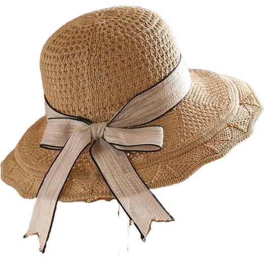 新款棉麻可水洗折叠帽子夏女士遮阳韩版防晒太阳帽大檐沙滩凉帽盆帽女 商品图7