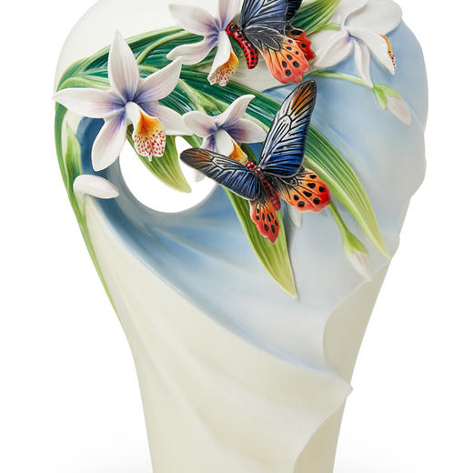 【彼达思】法蓝瓷 FZ03726花现幸福 曙凤蝶与一叶兰瓷瓶 商品图2