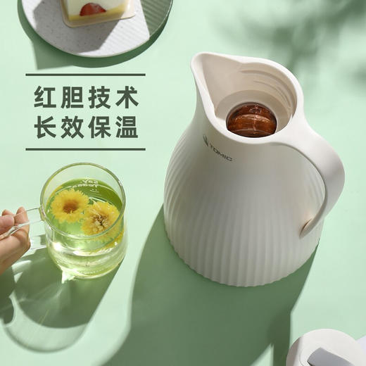 特美刻（TOMIC）保温壶家用办公热水瓶玻璃内胆真空保温水壶1L大容量开水瓶 TJ10008 白色 商品图3