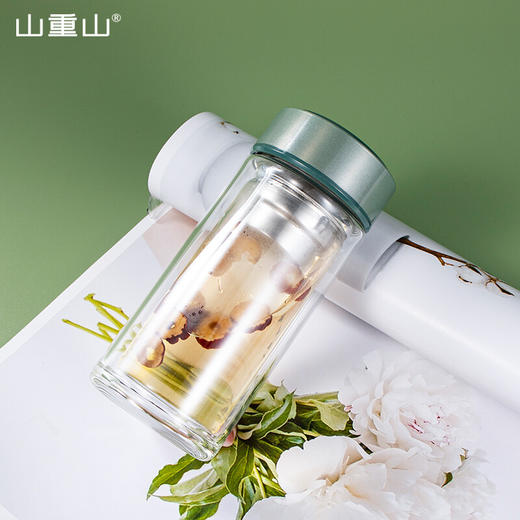 山重山水杯茶水分离泡茶杯男女迷你双层隔热玻璃杯过滤网红便携简约水杯 （圆通）星钻玻璃杯260ml 商品图8