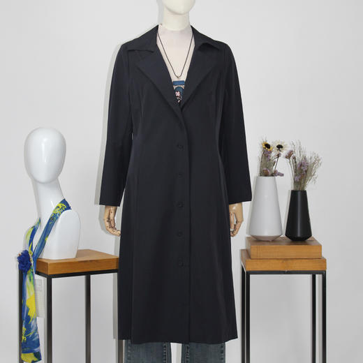 FOCALS福柯斯新款修身西服领单排扣长袖中长款外套风衣FRGAF187 商品图0