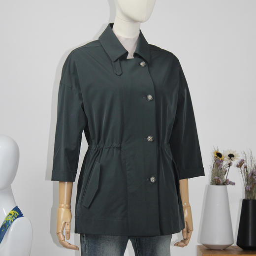 FOCALS福柯斯新款休闲收腰七分袖短款纯色外套风衣F2YAF199G7 商品图1