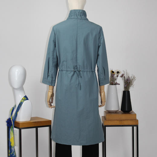 FOCALS福柯斯新款宽松休闲立领七分袖中长款外套风衣F2YAF056BA 商品图2