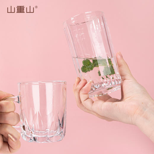 山重山（MOM）玻璃水杯家用可爱牛奶杯子果汁泡茶杯饮料杯啤酒杯6只套装 箭纹杯225ml【六只礼盒装】 商品图2