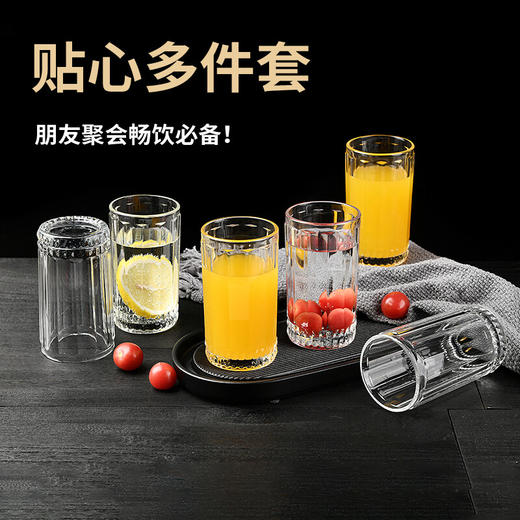 山重山 冷水壶 大容量玻璃杯套装花茶果汁杯热饮家用玻璃凉水壶水杯套装 一壶六杯 【顺丰】璀璨水壶+6只直杯 商品图5