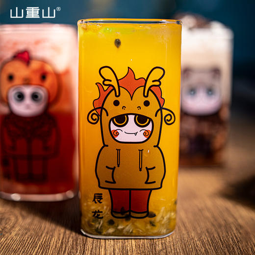 山重山（MOM）玻璃杯子女生水杯喝水牛奶杯家用网红咖啡杯 高颜值ins风 卯（兔）400ml耐高温可微波 商品图5