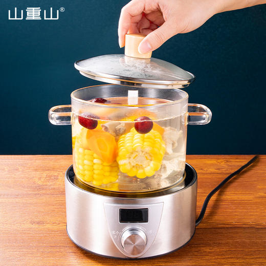 山重山家用炖锅加厚汤锅透明玻璃煲带盖碗婴儿辅食锅双耳高硼硅小奶锅泡面汤碗微波炉加热 1600ml双耳炖锅 商品图3