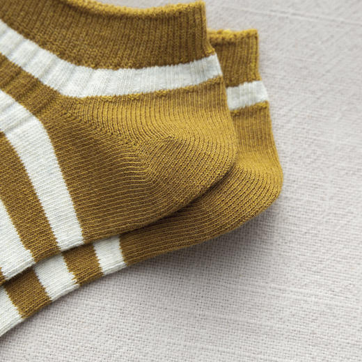 【女士粗条纹船袜】日式简约无印春夏款长绒棉双针条纹款女式高筒船袜良品休闲女袜 商品图6