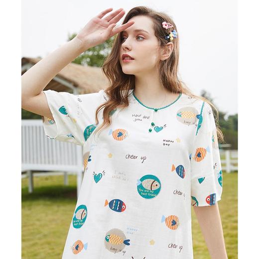 3楼 美标纯棉双层精梳棉纱甜酷睡裙66336 商品图1