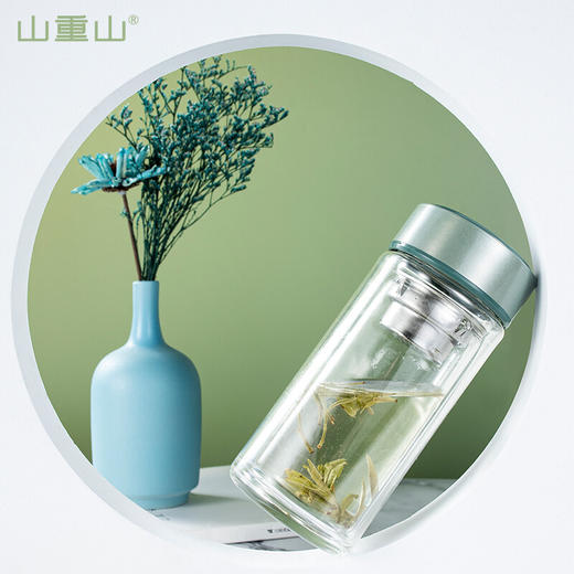 山重山水杯茶水分离泡茶杯男女迷你双层隔热玻璃杯过滤网红便携简约水杯 （圆通）星钻玻璃杯260ml 商品图1