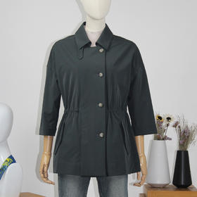 FOCALS福柯斯新款休闲收腰七分袖短款纯色外套风衣F2YAF199G7