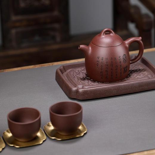 清朴堂 盈满紫砂全场景茶具 紫砂壶+紫砂杯+公道杯+渣斗 商品图2