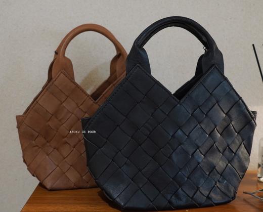 ichi棕/黑牛皮编织手提包 商品图0